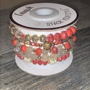 Pink and gold bracelet stack